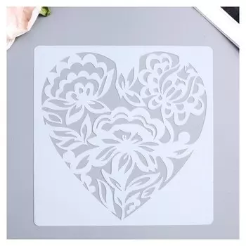 Трафарет пластик "Цветочное сердце" 15х15 см