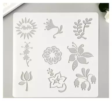 Трафарет пластик "Цветочный" 13х13 см