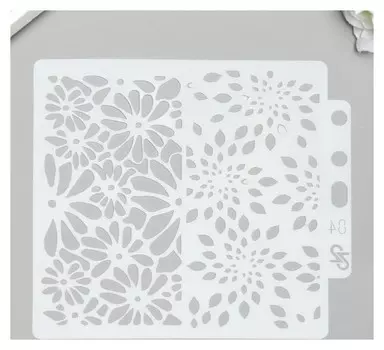 Трафарет пластик "Цветочный 2 вида" 13х14 см