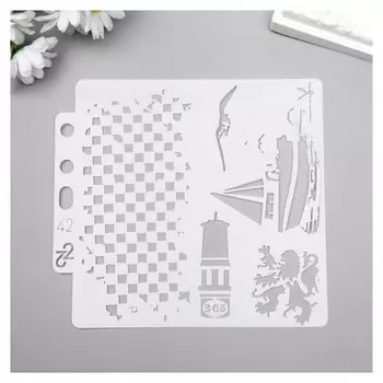 Трафарет пластик "Корабль и маяк" 13х14 см