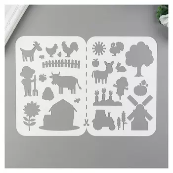 Трафарет пластик "Маленькие приключения на ферме" 21х32 см