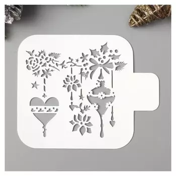 Трафарет пластик "Новогодние игрушки" 9х9 см