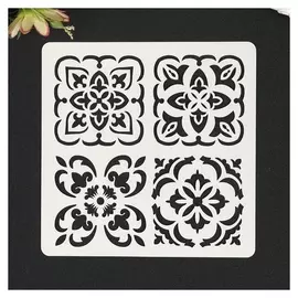 Трафарет пластик "Плитки азулежу 4 рисунка" 15 х 15 см