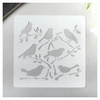 Трафарет пластик "Птицы на ветках" 13х13 см