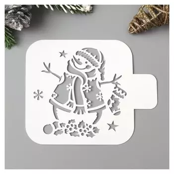 Трафарет пластик "Снеговичок" 9х9 см