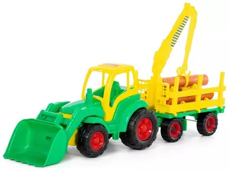 Трактор с ковшом + прицеп-лесовоз Чемпион