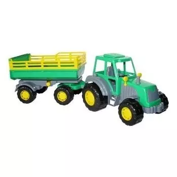 Трактор с прицепом зеленый Мастер