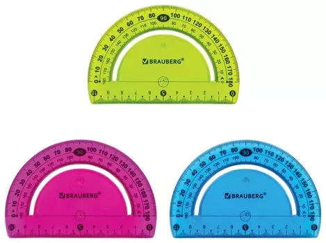 Транспортир 10 см гибкий Brauberg "Flex", пластиковый, 180 градусов, европодвес, 210676