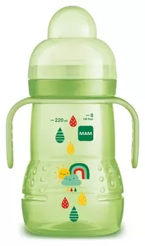 Тренировочный поильник 220 мл в комплекте с силиконовой соской - Непроливайкой и сверхмягким носиком Trainer+ 4+ мес