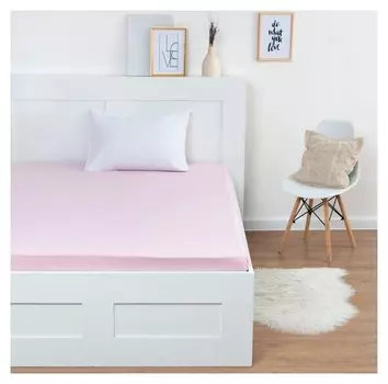 Трикотажная простынь на резинке 160х200х25см, розовый кулирка