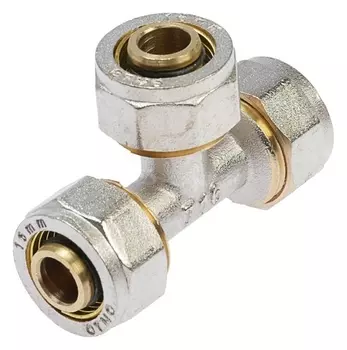 Тройник Otmo, обжимной, 16 мм, латунь