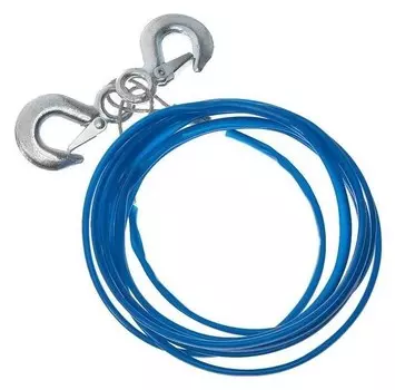 Трос буксировочный металлический в ПВХ оплётке, 4м, 3 тонны, 2 крюка