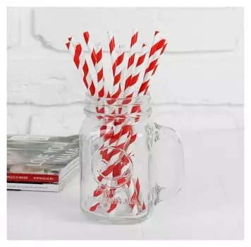 Трубочка для коктейля «Спираль», набор 12 шт., цвет красно-белый