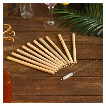 Трубочки для коктейля 10 шт 20х12х1 см бамбук
