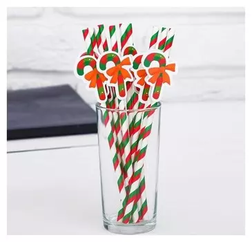 Трубочки для коктейля «Карамель», набор 10 шт.