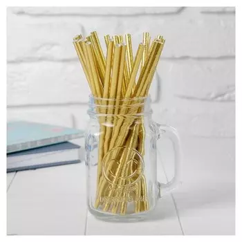 Трубочки для коктейля, набор 25 шт., цвет золотой