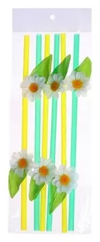 Трубочки для коктейля «Ромашки», набор 6 шт.