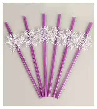 Трубочки для коктейля «Снежинки» набор 6 шт.