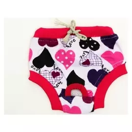 Трусы для собак трикотажные, размер 8 (Длина до хвоста-13см, Max обхват-32 см), бело-розовые 69685