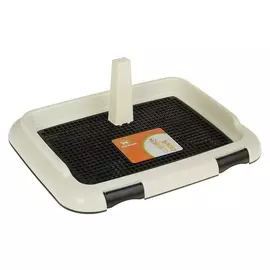 Туалет для собак 46,5 х 35,5 х 5,5 см, со съёмным бортом, решеткой и столбиком, чёрный