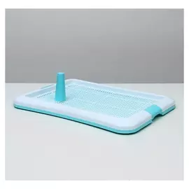 Туалет для собак с сеткой и столбиком, 63,5 х 47 х 5 см, голубой