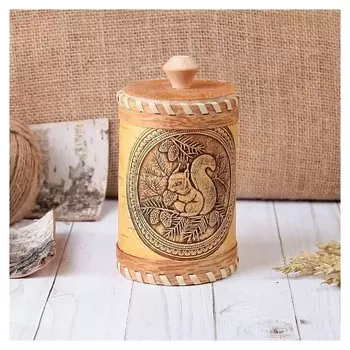 Туес «Белки», 8×8×14 см, береста