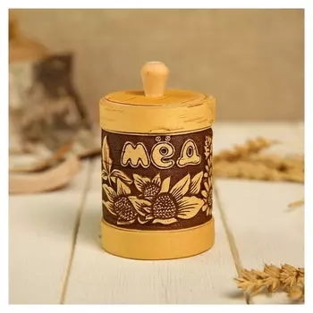 Туес «Цветочный», мёд, 6×9,5 см, береста