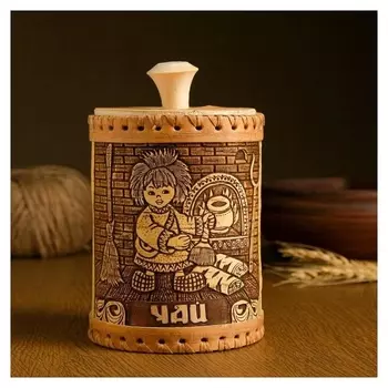 Туес "Домовенок. чай", 10х10х15 см, береста