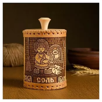 Туес "Домовенок. соль", 10х10х15 см, береста