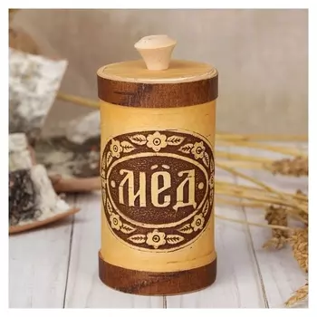 Туес «Мёд», 6×6×15 см, береста