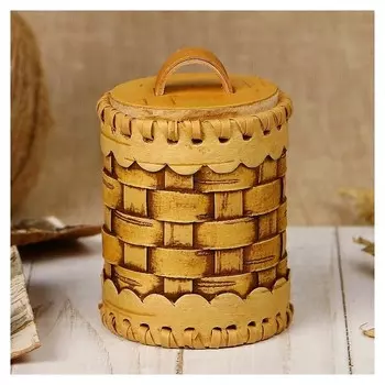 Туес «Велюр», плетеный, 6х6х9 см, береста