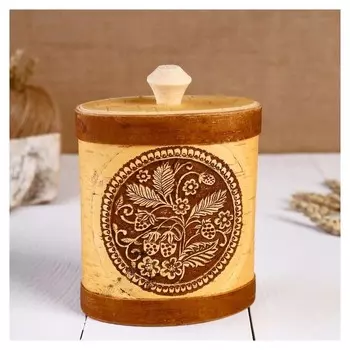 Туес "Земляника", овальный, 14х7 см, береста