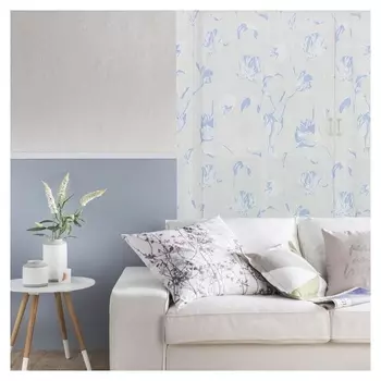 Тюль "Этель" цветочная иллюзия (Голубой) без утяжелителя, ширина 135 см, высота 270 см