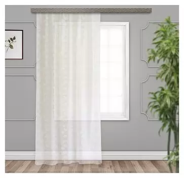 Тюль, размер 200х260 см, тиснение роза, цвет молочный, вуаль