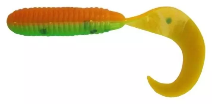 Твистер Helios тiny Credo 4 см Pepper Green &amp; Orange Hs-8-018, набор 12 шт.