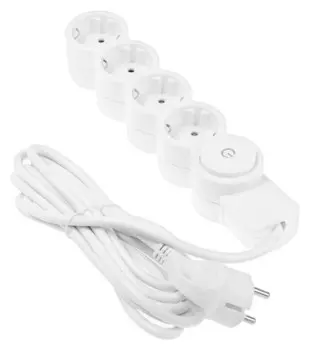 Удлинитель Duwi, 4 розетки, 3 м, 10 А, с з/к, со шторками, белый