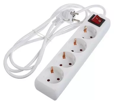 Удлинитель Luazon, четырехместный, 1,8 м, 2200 Вт, с кнопкой вкл/выкл, с заземлением, 220 В 279129