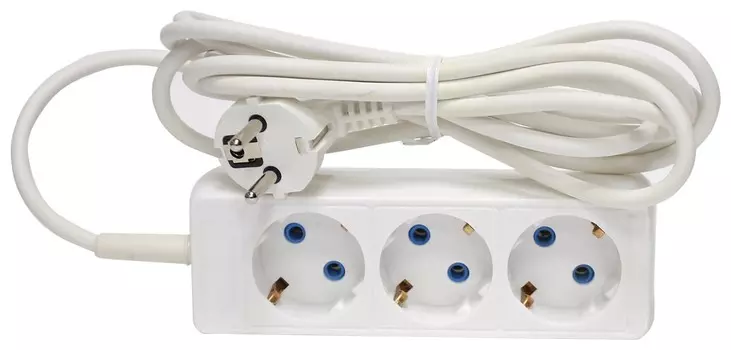 Удлинитель РАДИСТ ПРЕМИУМ Р16-012, 3 розетки с заземлением, 5 м, 3х0,75 мм, 1300 Вт, белый