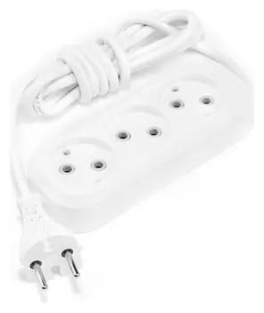 Удлинитель Smartbuy, 3 розетки, 2 м, 10 А, 2200 Вт, ПВС 2х1 мм2, без з/к, белый