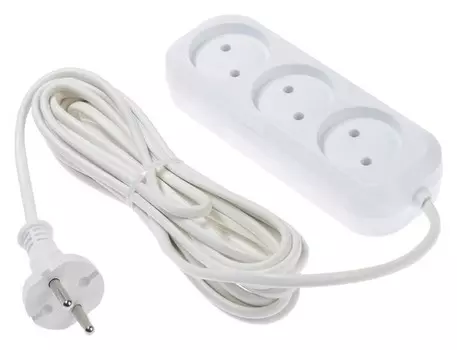 Удлинитель Tundra, 3 розетки, 5 м, 6 А, шввп 2х0.5 мм2, Ip20, без з/к, гост