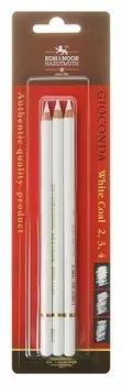 Уголь белый в карандаше Koh-i-noor Gioconda 8812, набор разных твёрдостей № 2, 3, 4