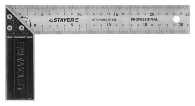 Угольник Stayer Profi столярный, нерж. 37мм, 250мм (3431-25_z01)