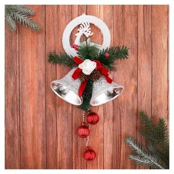 Украшение новогоднее "Два колокольчика с шариками и новогодним декором" 15х30 см