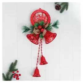 Украшение новогоднее "Колокольчики алые" 21х45 см