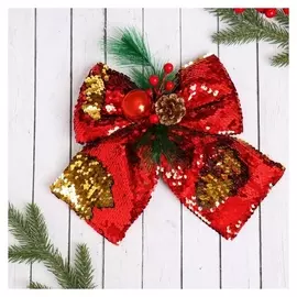 Украшение ёлочное "Бант модерн" 20х22 см, красный