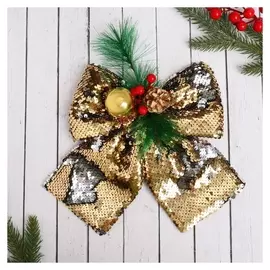 Украшение ёлочное "Бант модерн" 20х22 см, золото