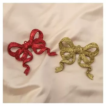 Украшение ёлочное "Бант с ленточками" (Набор 2 шт) 8,5х8 см