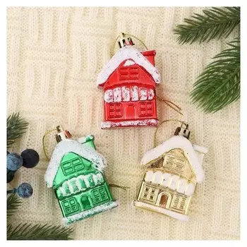 Украшение ёлочное "Домик в снегу" (Набор 3 шт) 5,5х3,5 см