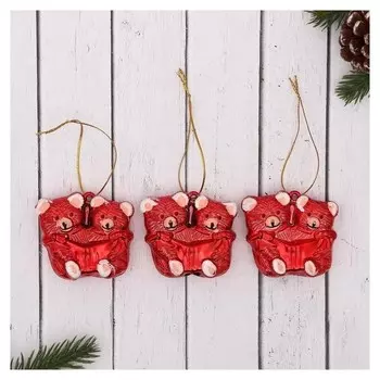 Украшение ёлочное "Дружные медвежата" (Набор 3 шт) 6х5,5 см