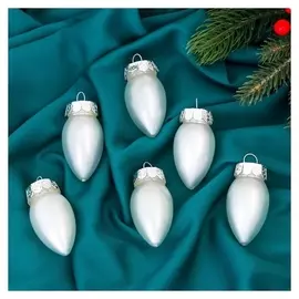 Украшение ёлочное "Глория лампочки" (Набор 6 шт) 3,5х5,5 см белый